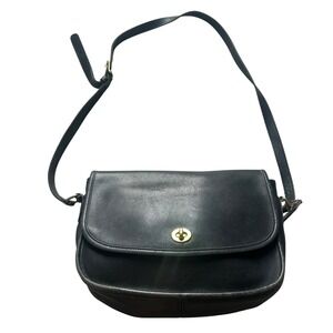 Vintage Coach 9790 City Bag Black Leather Crossbody Turnlock Messenger Bag Purse